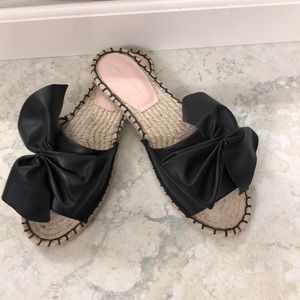 Leather Bow Slide Flats